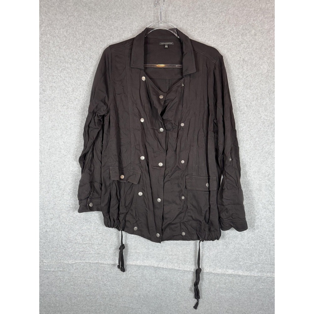 Staccato Jacket Womens Large Black Double Breasted Drawstring Lightweight Coat